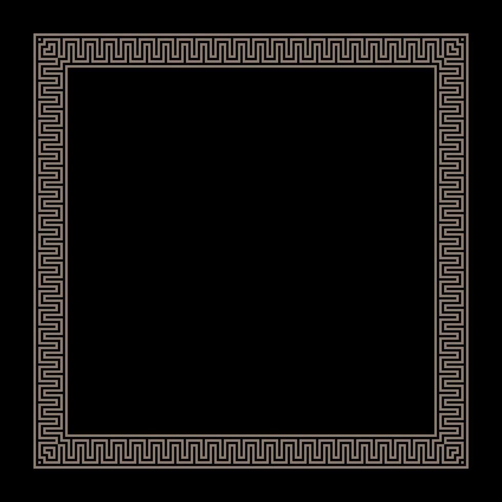 Square Art deco frame. Vintage linear border. Border frame in greek style. The style of the 1920s - 1930s. Design a template for invitations, leaflets, greeting cards, ceramic, textile, embroidery vector