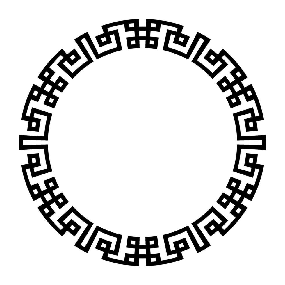 Classic Round frame with Greek motifs. Circle of Roman Empire, Ancient Greece. Oriental round frame with Greek elements. Template for laser cutting, ceramic, textile, embroidery, porcelain. vector