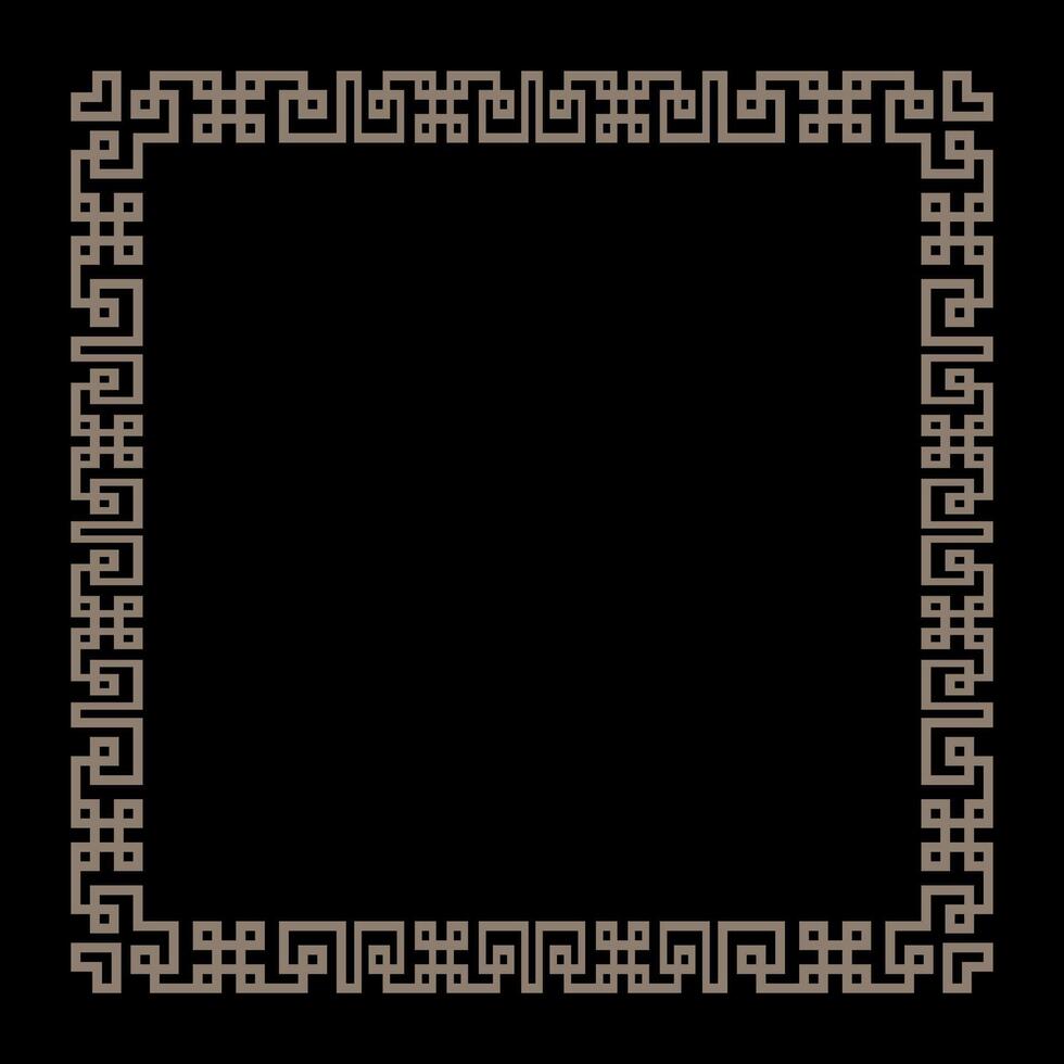 Border frame in greek style. Square Art deco frame. Greek fret or key. Vintage linear border. For invitations, leaflets, greeting cards, ceramic, textile, embroidery, porcelain, engraving vector