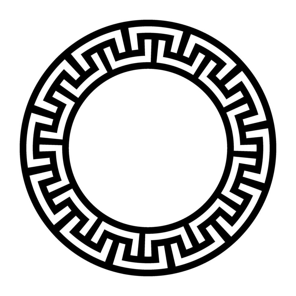 Celtic round frame. Round frame with Greek seamless meander pattern. Greek fret or key. Circle of Roman Empire, Ancient Greece. For laser cutting, ceramic, textile, embroidery, porcelain. vector