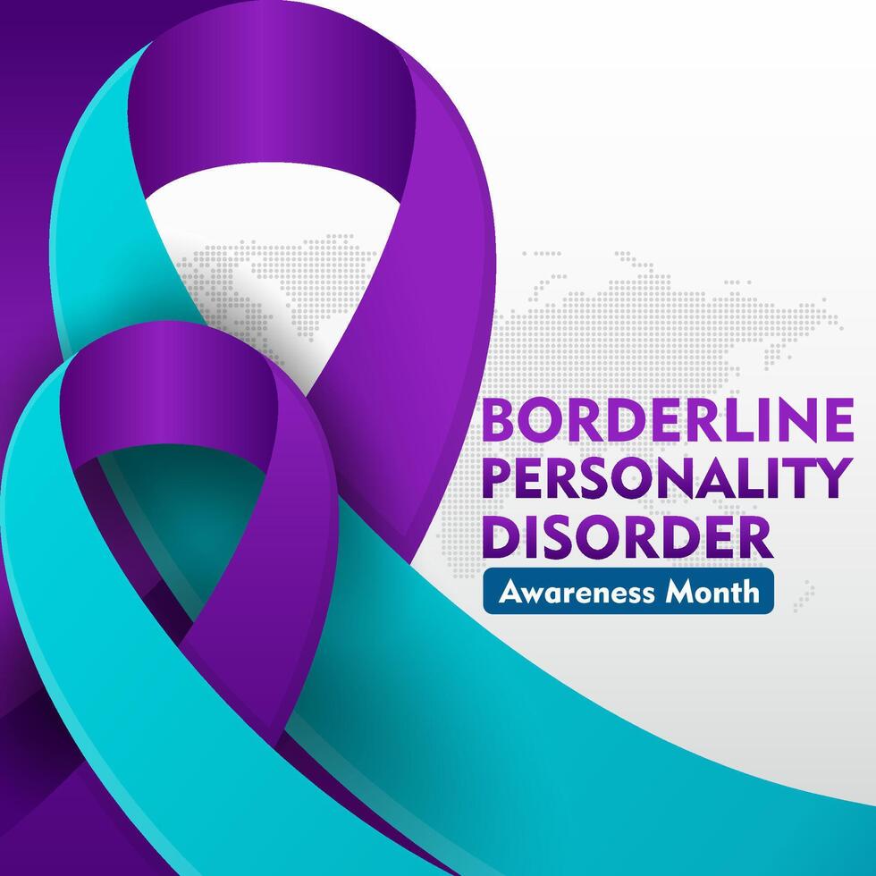 Borderline Personality Disorder Awareness Month. Flat design with ribbon vector