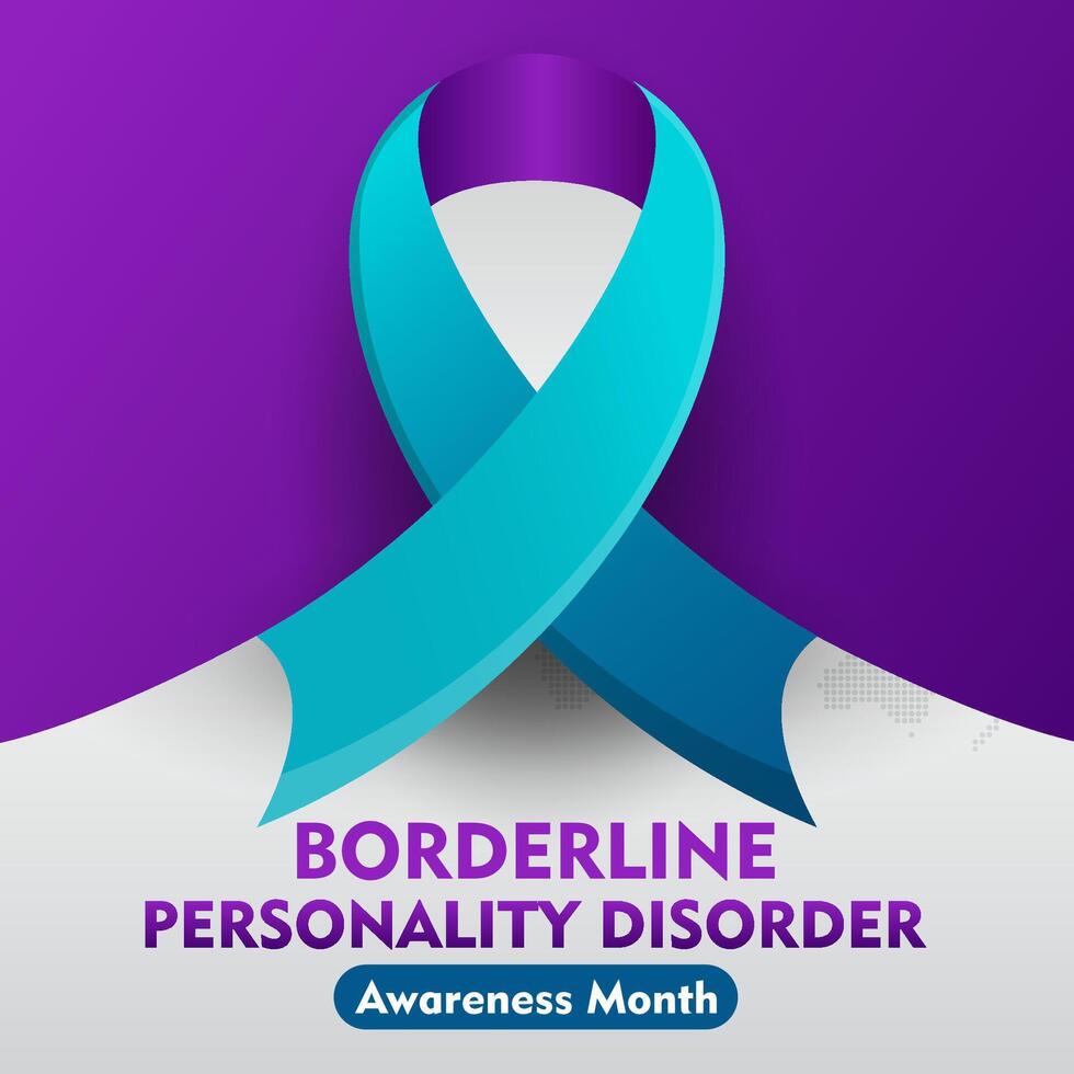 Borderline Personality Disorder Awareness Month. Observed every year in May. Flat design with ribbon vector