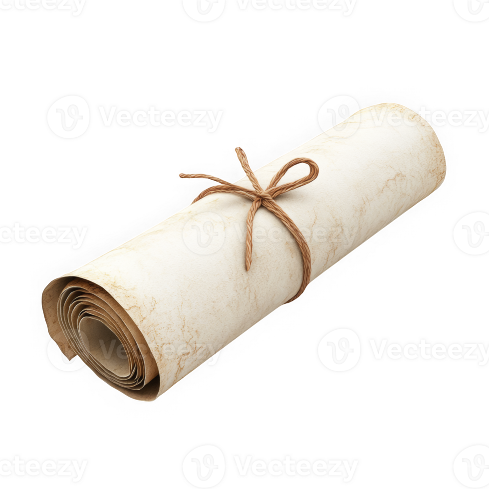 Ancient scroll symbolizing knowledge and history for graphic design. png