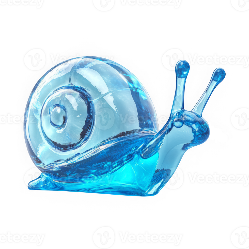 Glossy glass snail icon with smooth texture for modern design applications png