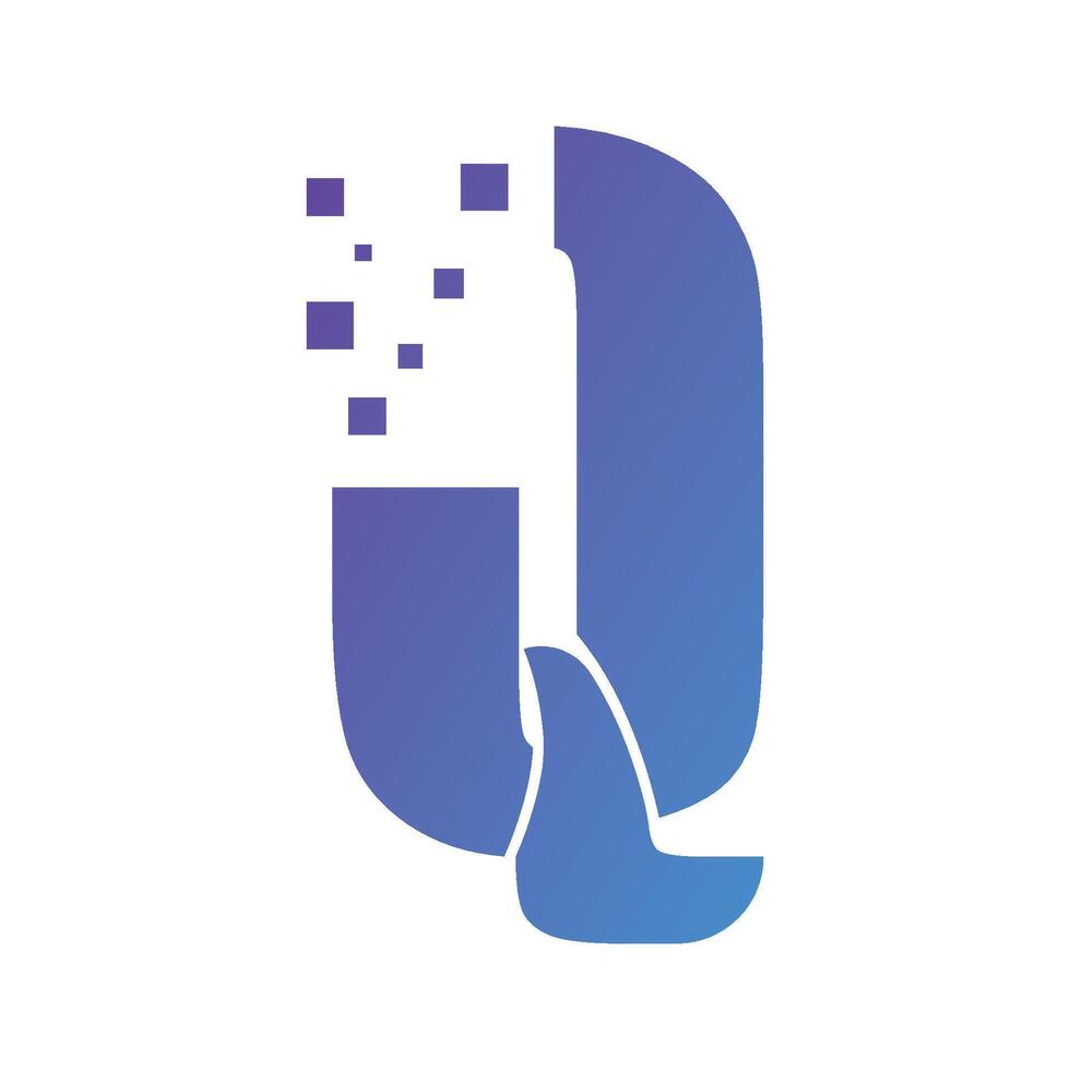 Initial letter q alphabet pixel style logo vector