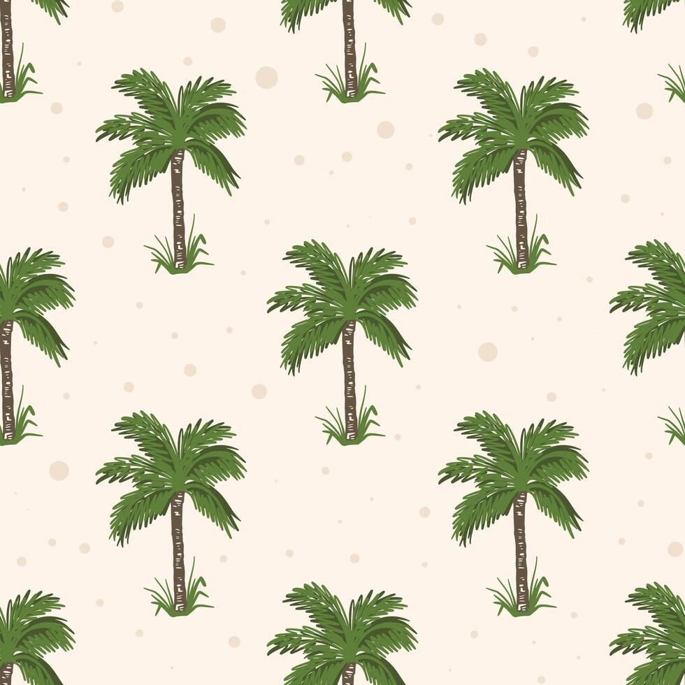 Palm trees on sand seamless pattern vector