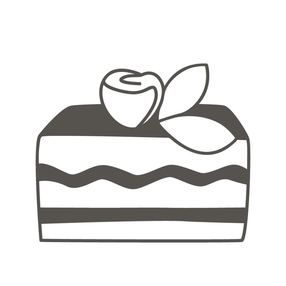 Cake decorated with cream rose with leaf vector