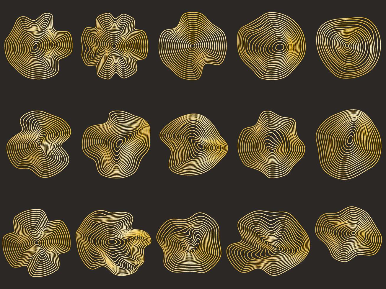 Set of gold abstract shapes vector