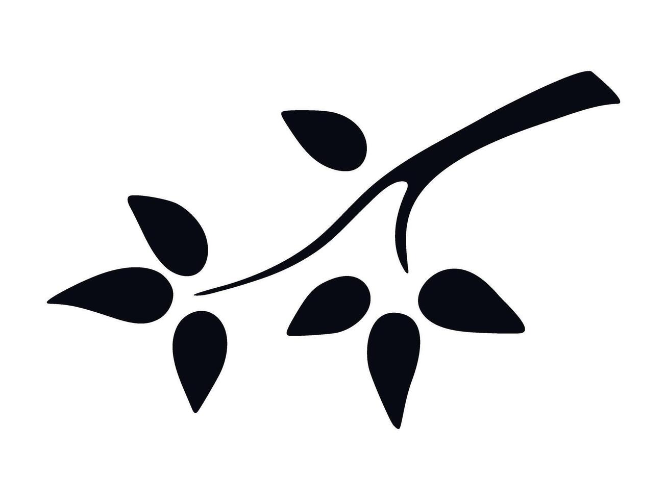 Tree branch simple black and white illustration vector