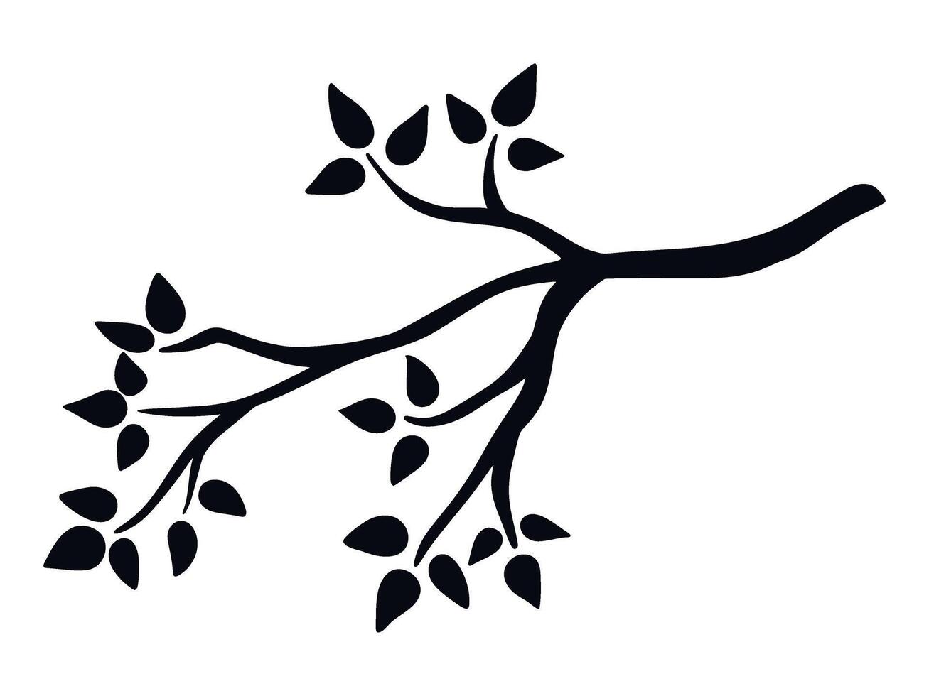 Ink leafy twig isolated on white background vector