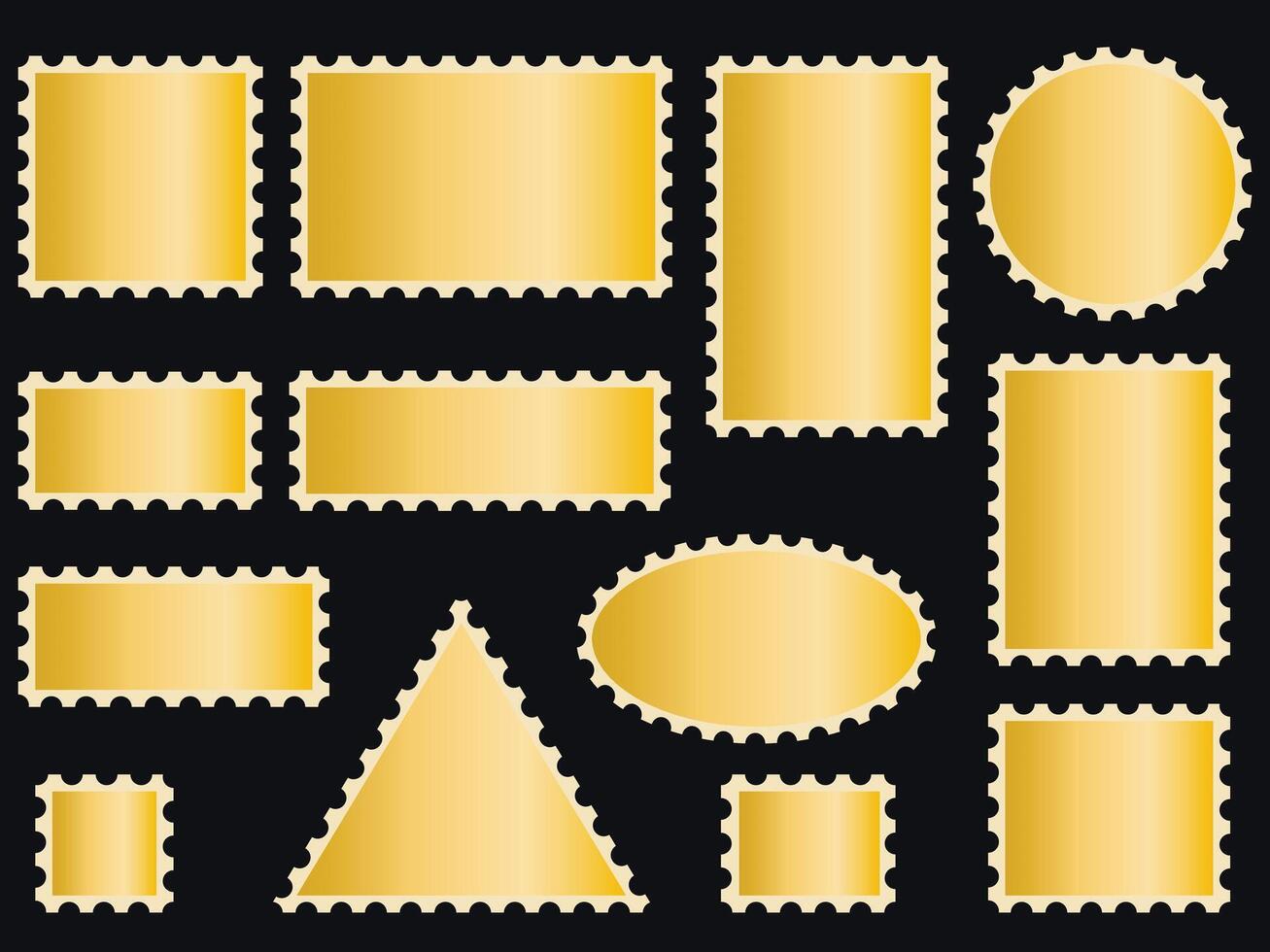 Set of golden plaques with jagged edges vector