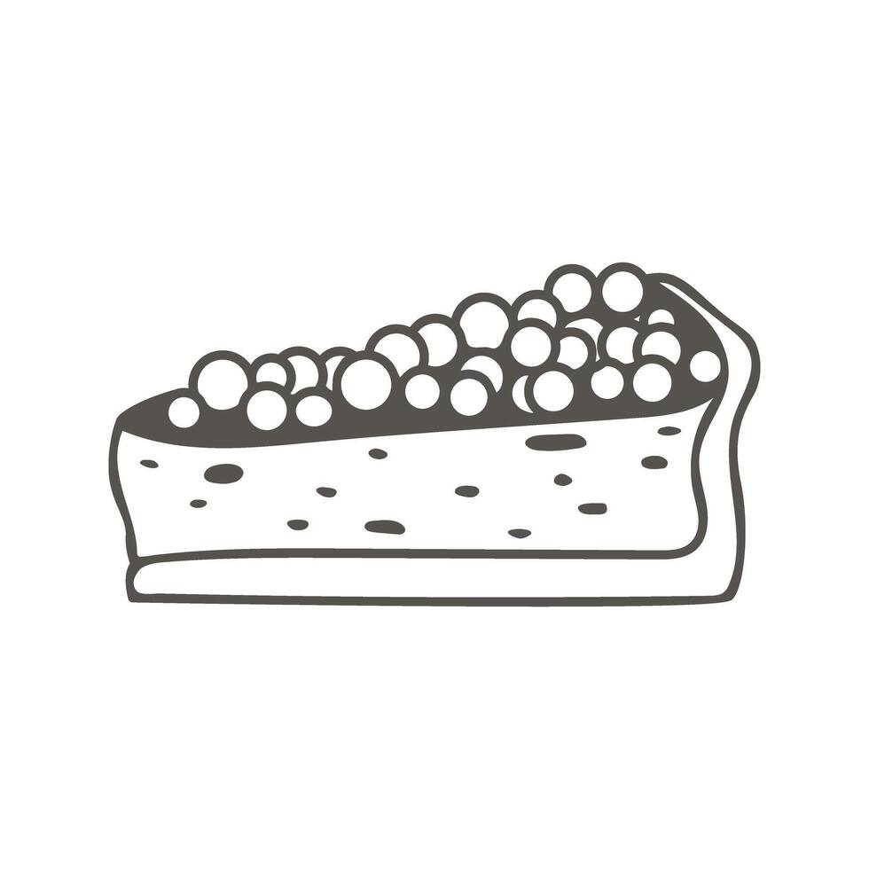 Berry pie piece hand drawn ink illustration vector