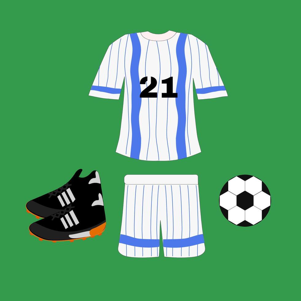 football equipment and consists of shirts, shoes and a football. This illustration can be used for book covers or other purposes such as wallpaper and banners vector
