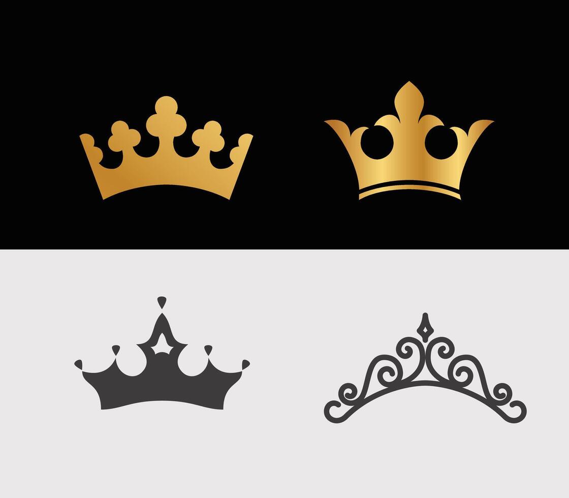 Set of king crowns vector