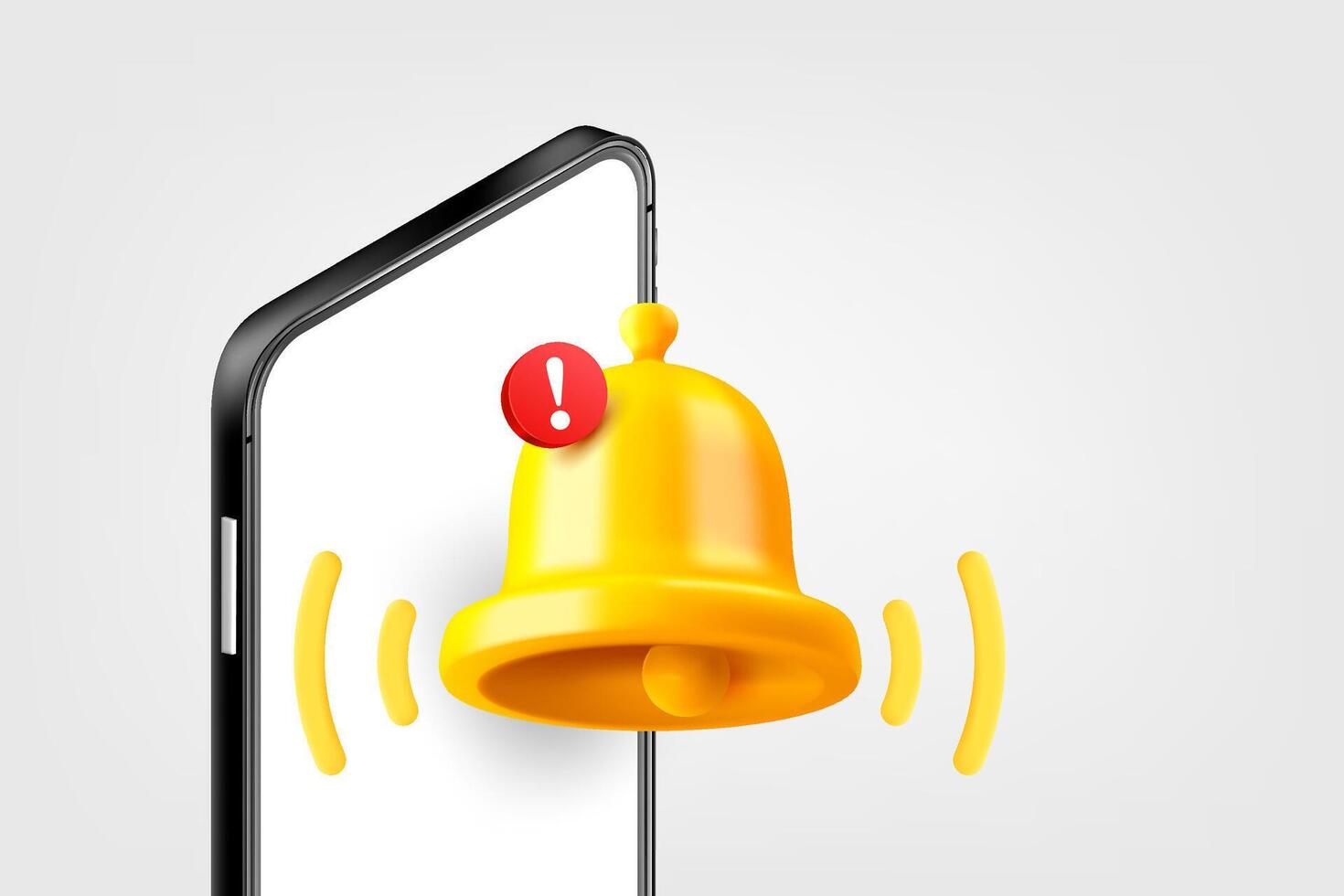 Mobile phone with the bell. 3d concept vector