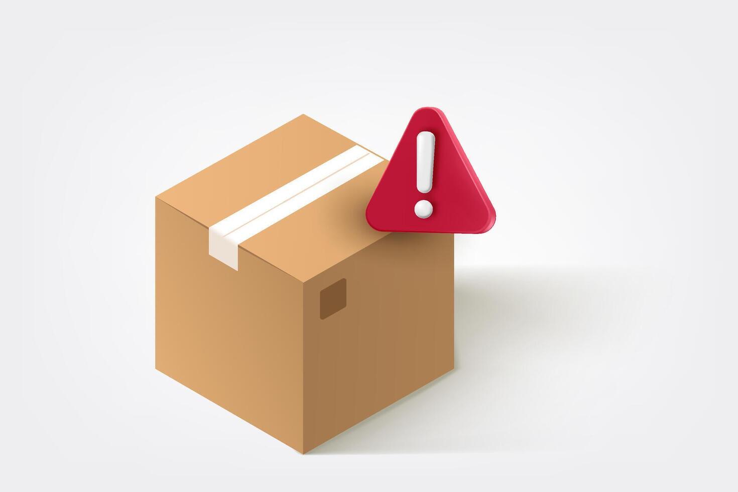 Gift box with red exclamation sign. 3d illustration vector