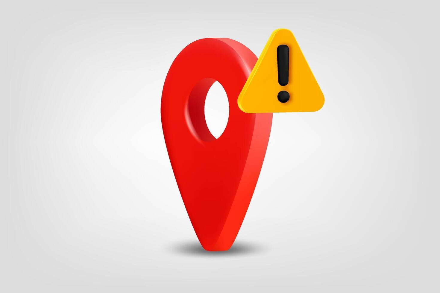 Map pin with exclamaion sign. Low energy concept. 3d illustration vector