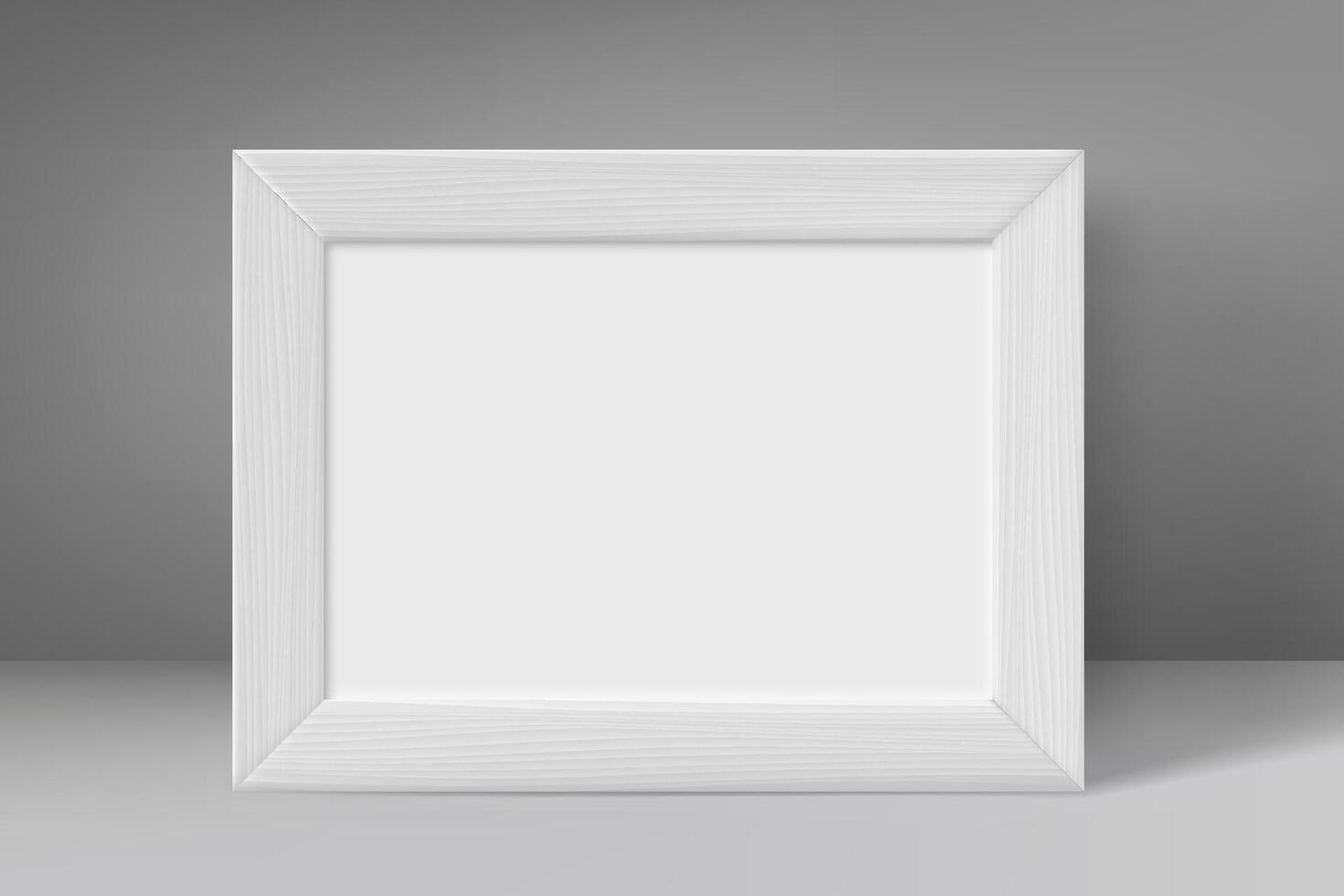 Blank grey wood frame with white paper. 3d mockup vector