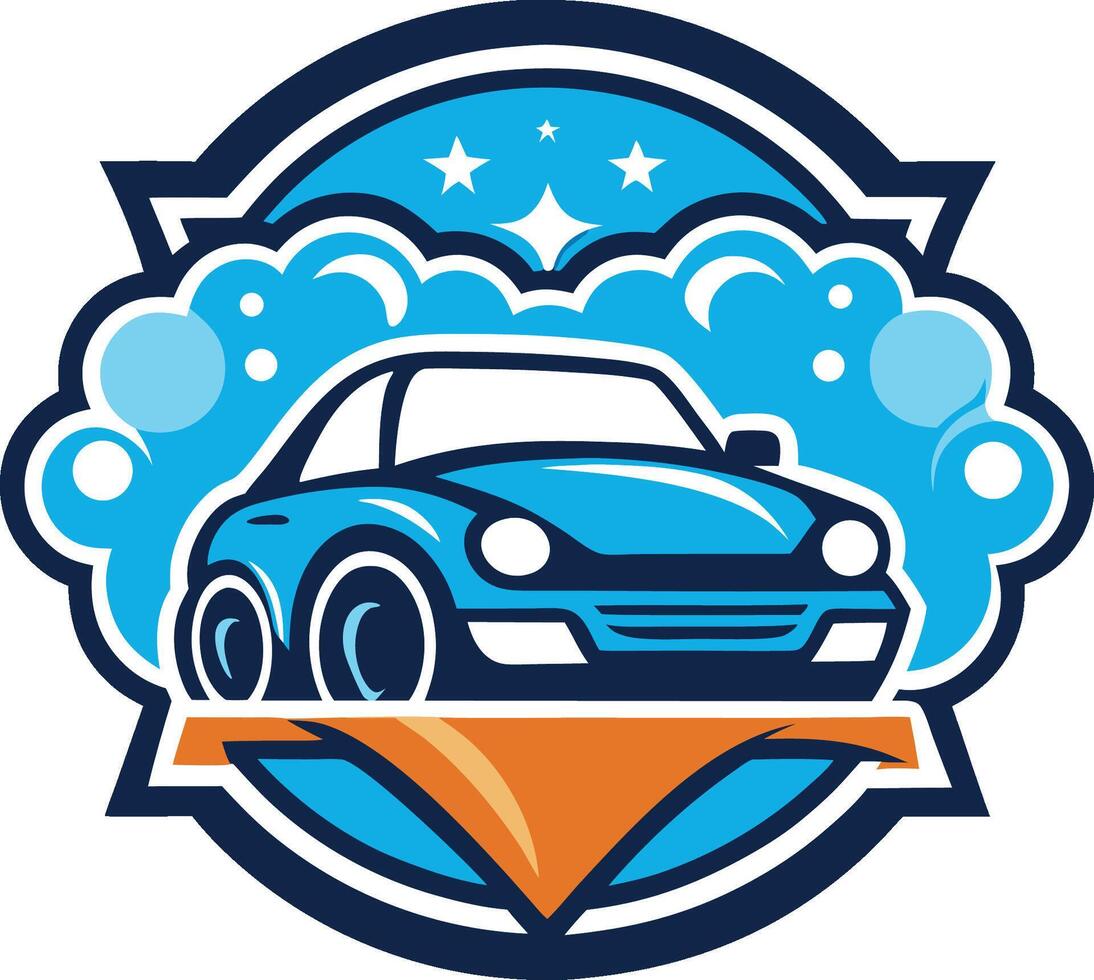 Blue Car Wash Logo Sparkling Clean Design vector