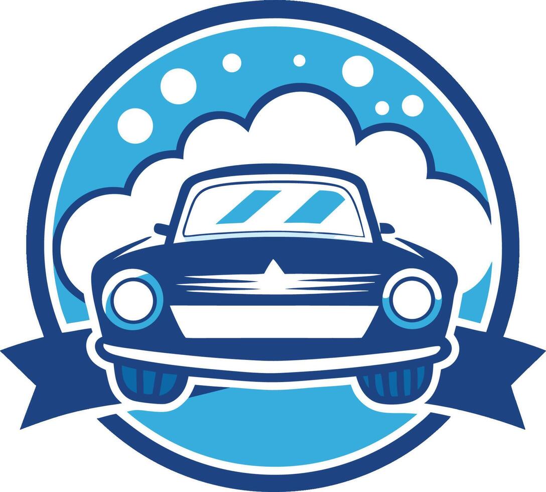 Car Wash Logo Blue Car Soap Suds Clean vector