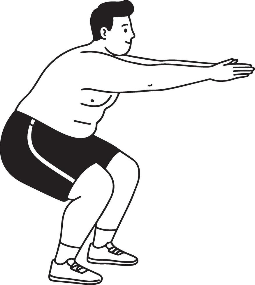 Minimal line art of a plus size woman doing floor exercises on mat promoting fitness body positivity and self care in inclusive wellness illustration vector