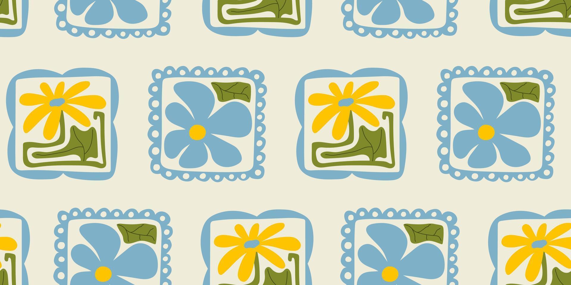 Abstract colorful floral pattern in matisse style vector
