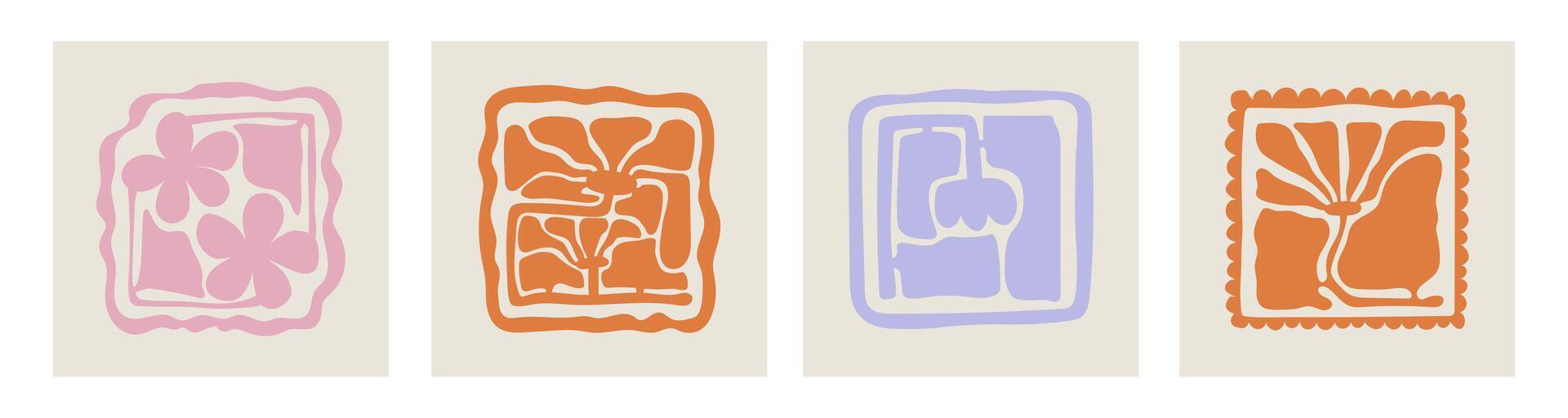 A bright set of abstract color illustrations vector