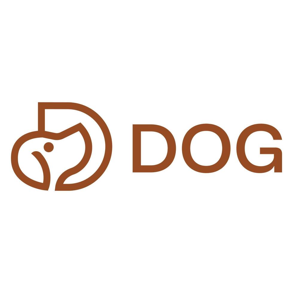 dog head d letter flat minimalist logo design vector