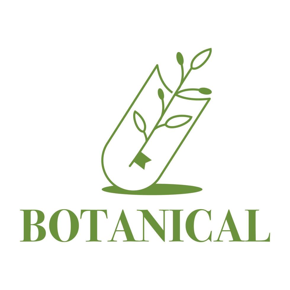 botanical flat minimalist logo design vector