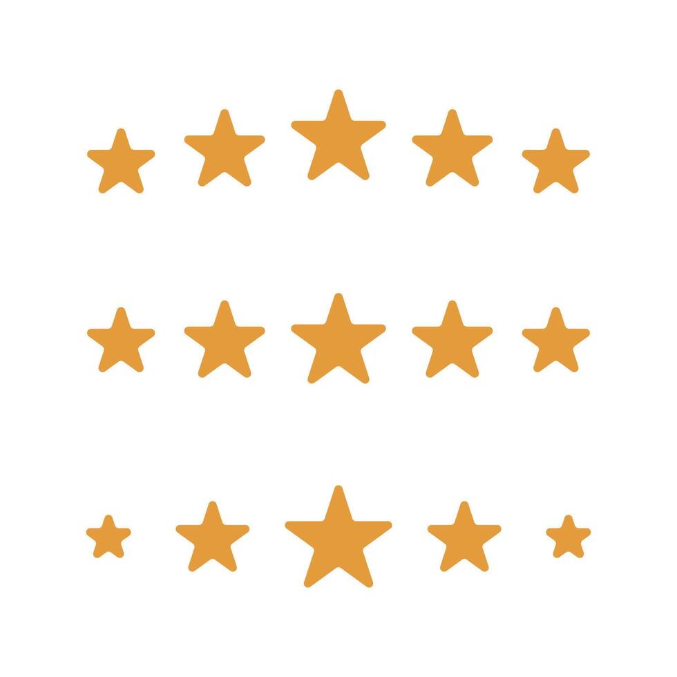 Five stars rating in orange color set isolated sign symbol flat style design. vector