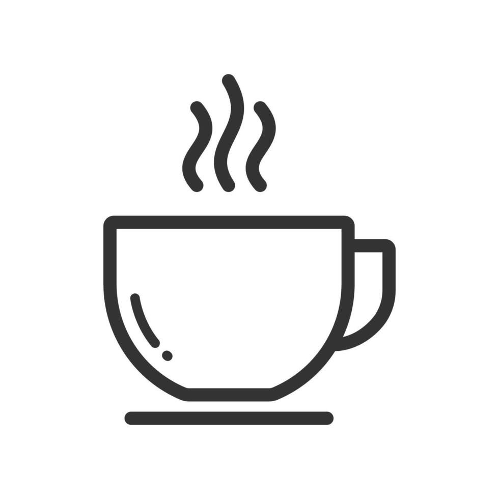 Outline cup of coffee icon symbol isolated flat style design. vector