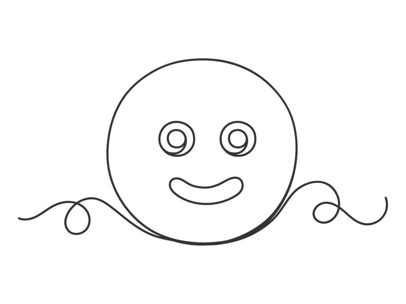 One continuous line art smiling face isolated. vector