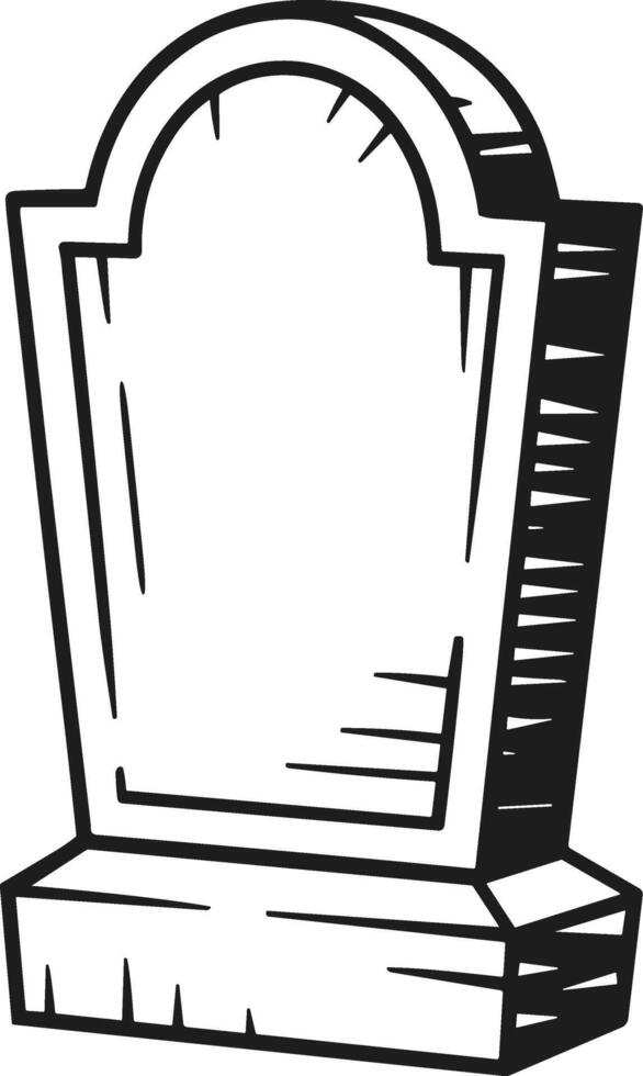 Hand-Drawn Tombstone with Vintage Outline Design vector