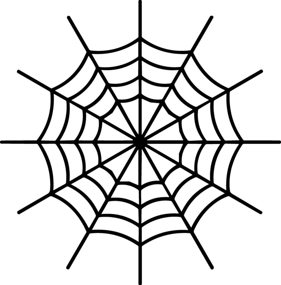Spider Web Line Art - Halloween Decoration Outline Illustration vector