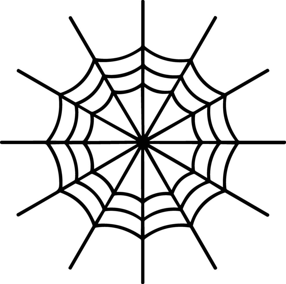 Minimalist Spider Web Line Art - Clean Symmetrical Web Illustration for Halloween and Design Use vector