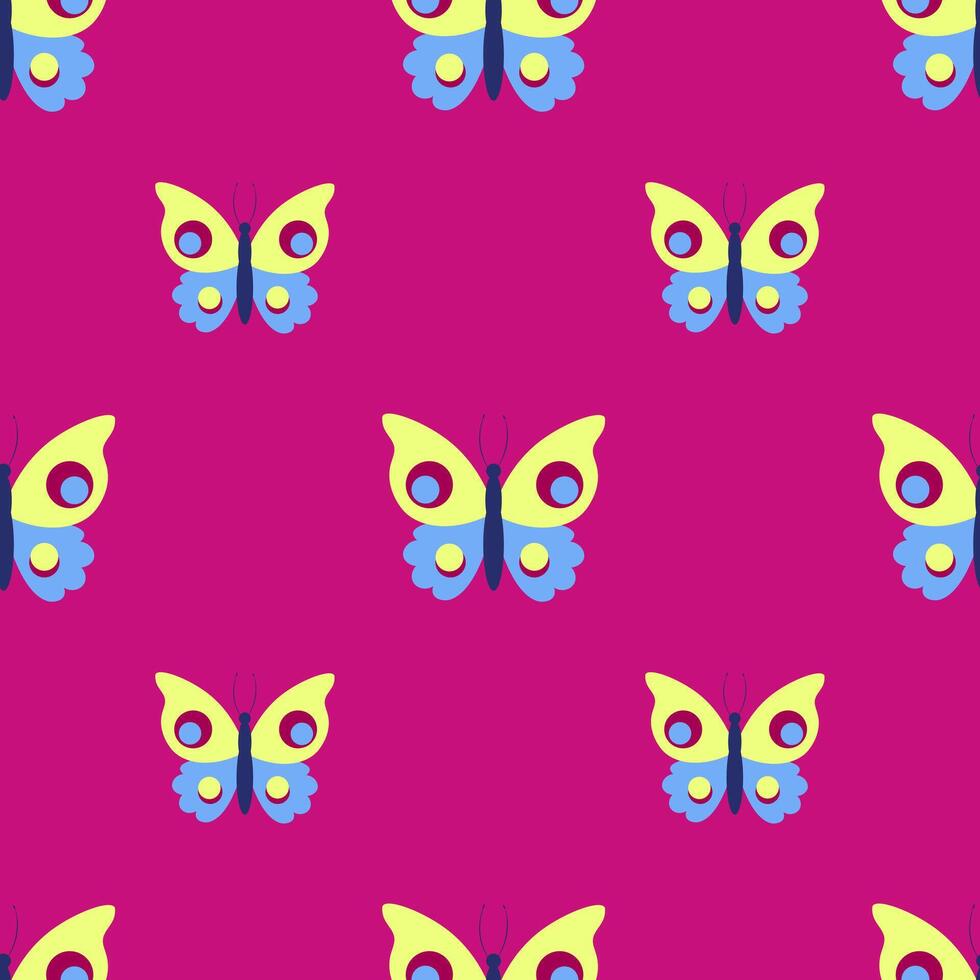 Seamless Pattern with Butterflies on a Pink Background vector