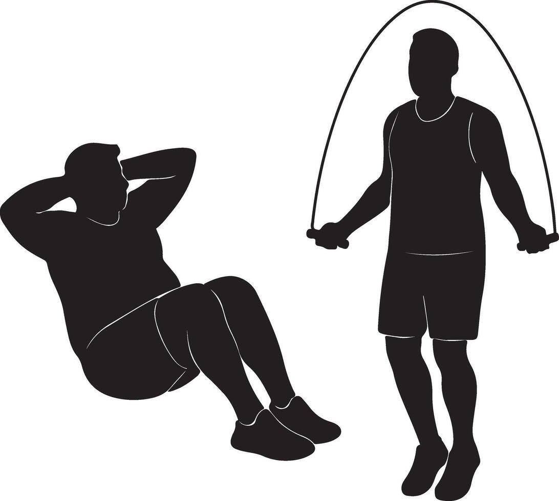 men exercising silhouette illustration vector