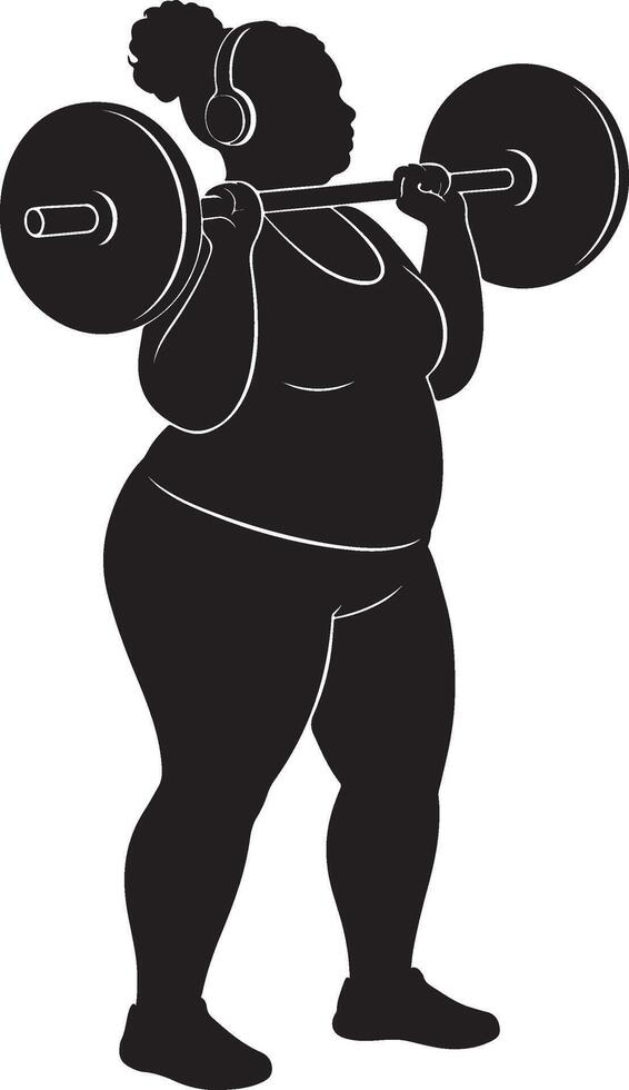 overweight woman working out in gym silhouette vector