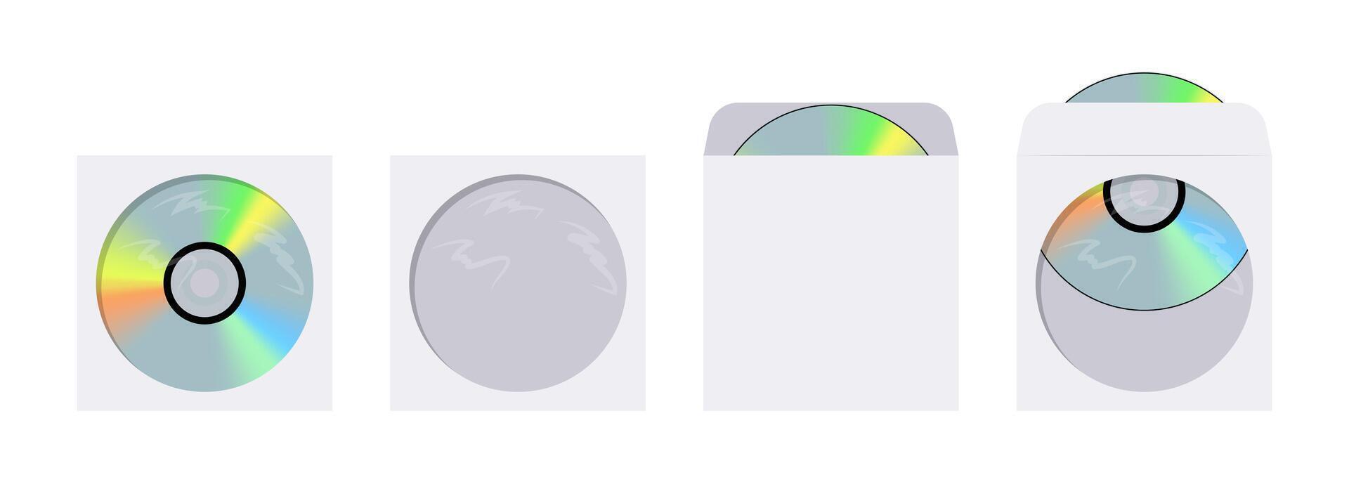 Compact discs and dvds with and without cases showing data storage vector
