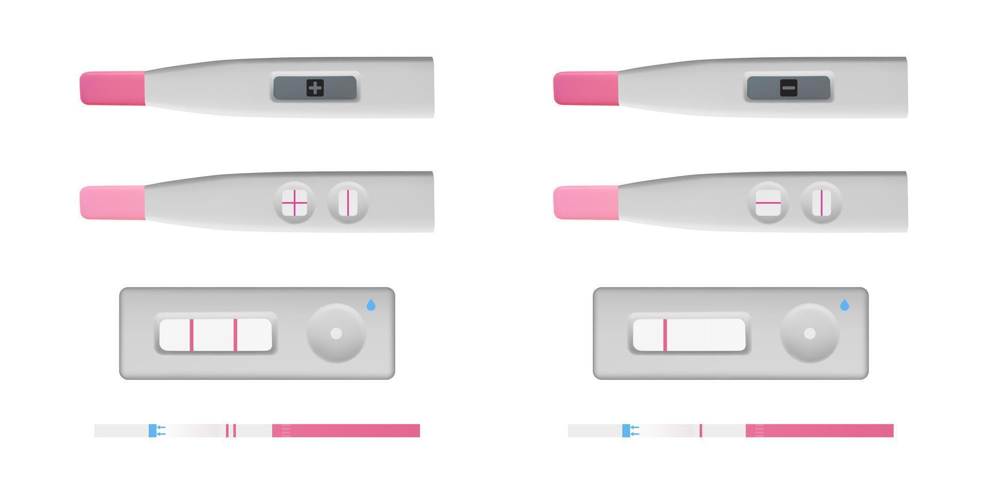 Pregnancy test showing positive and negative results vector