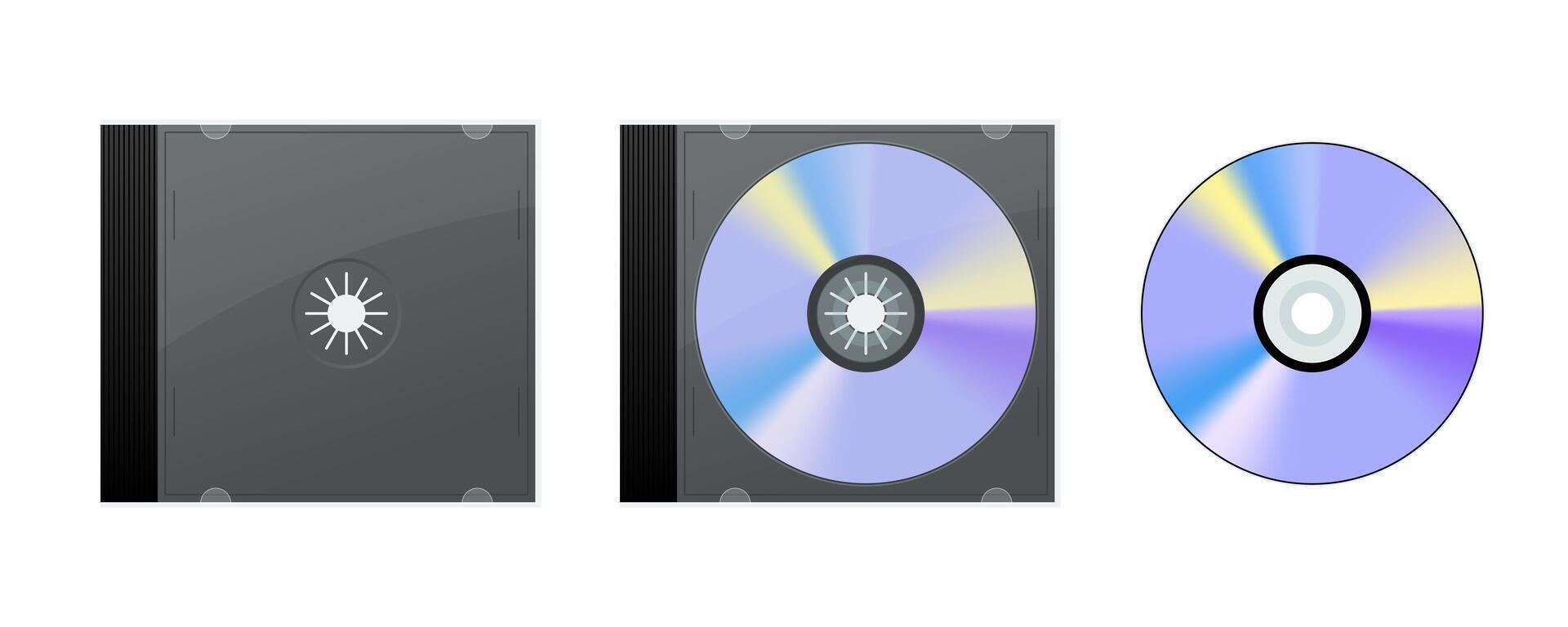 Compact disc in case with cover and without case isolated on white background vector
