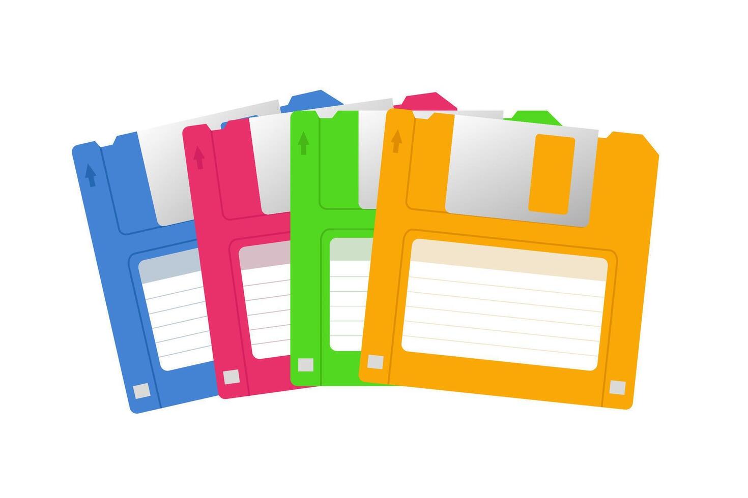 Colorful floppy disks forming a nostalgic collection of obsolete technology vector
