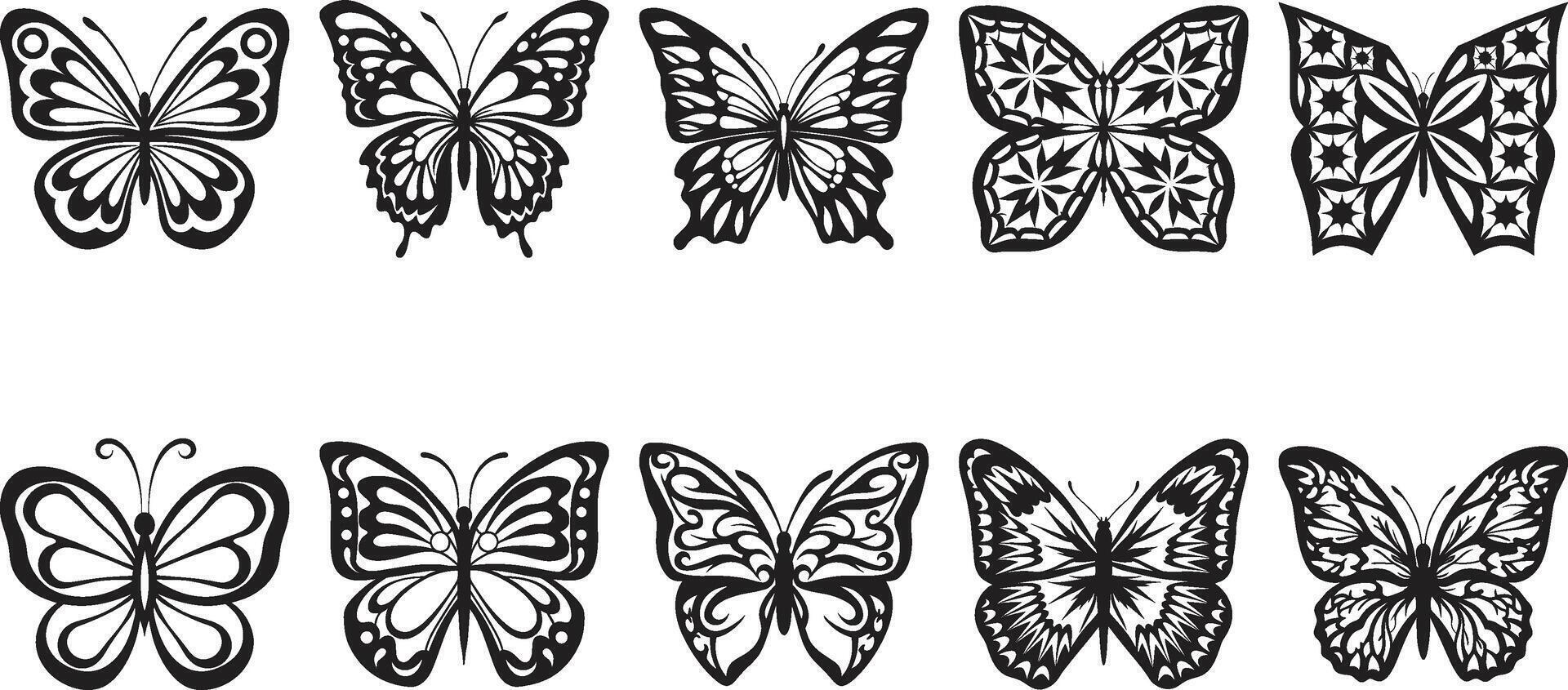 Butterfly Silhouettes Set vector