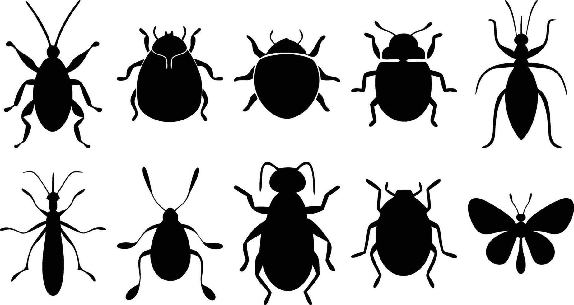 Realistic Bug Silhouettes vector