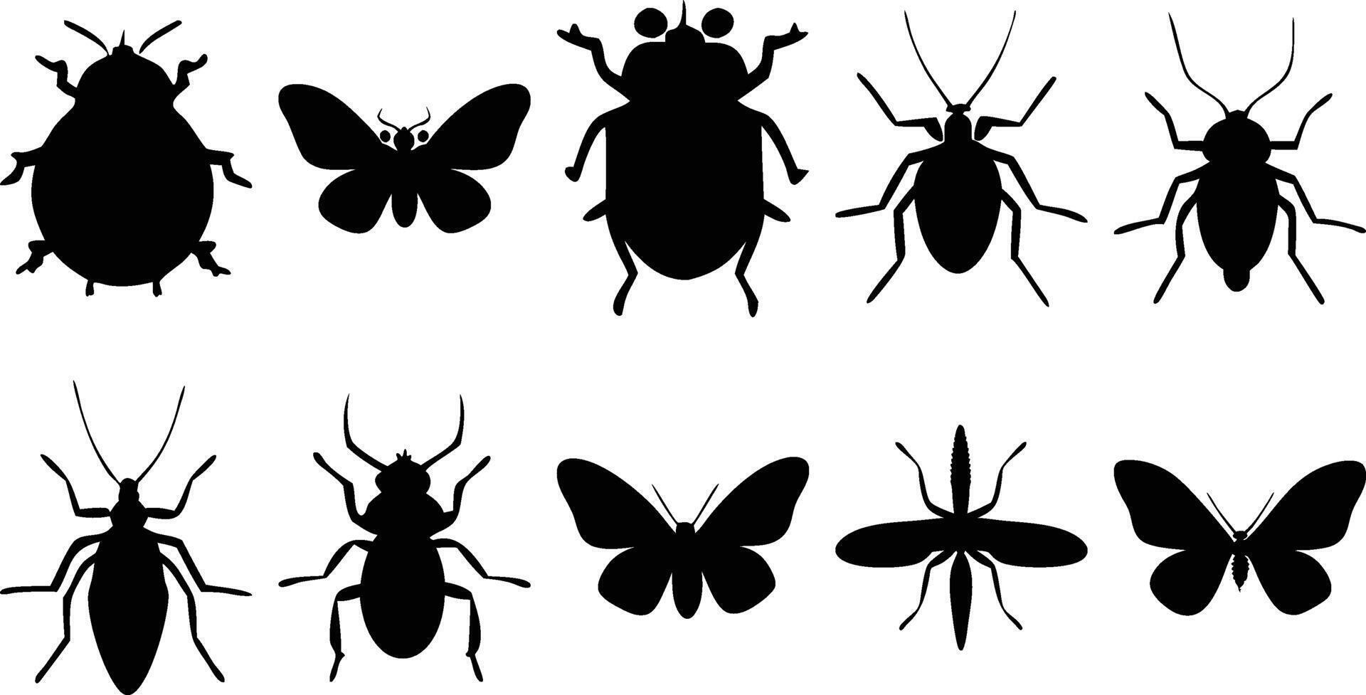 Flying Insect Silhouettes vector