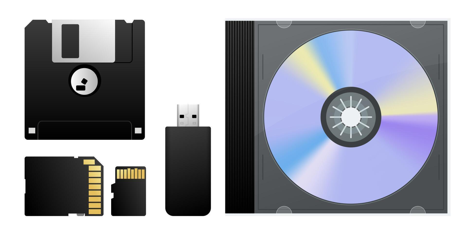 Evolution of Digital Storage Devices Over Time vector