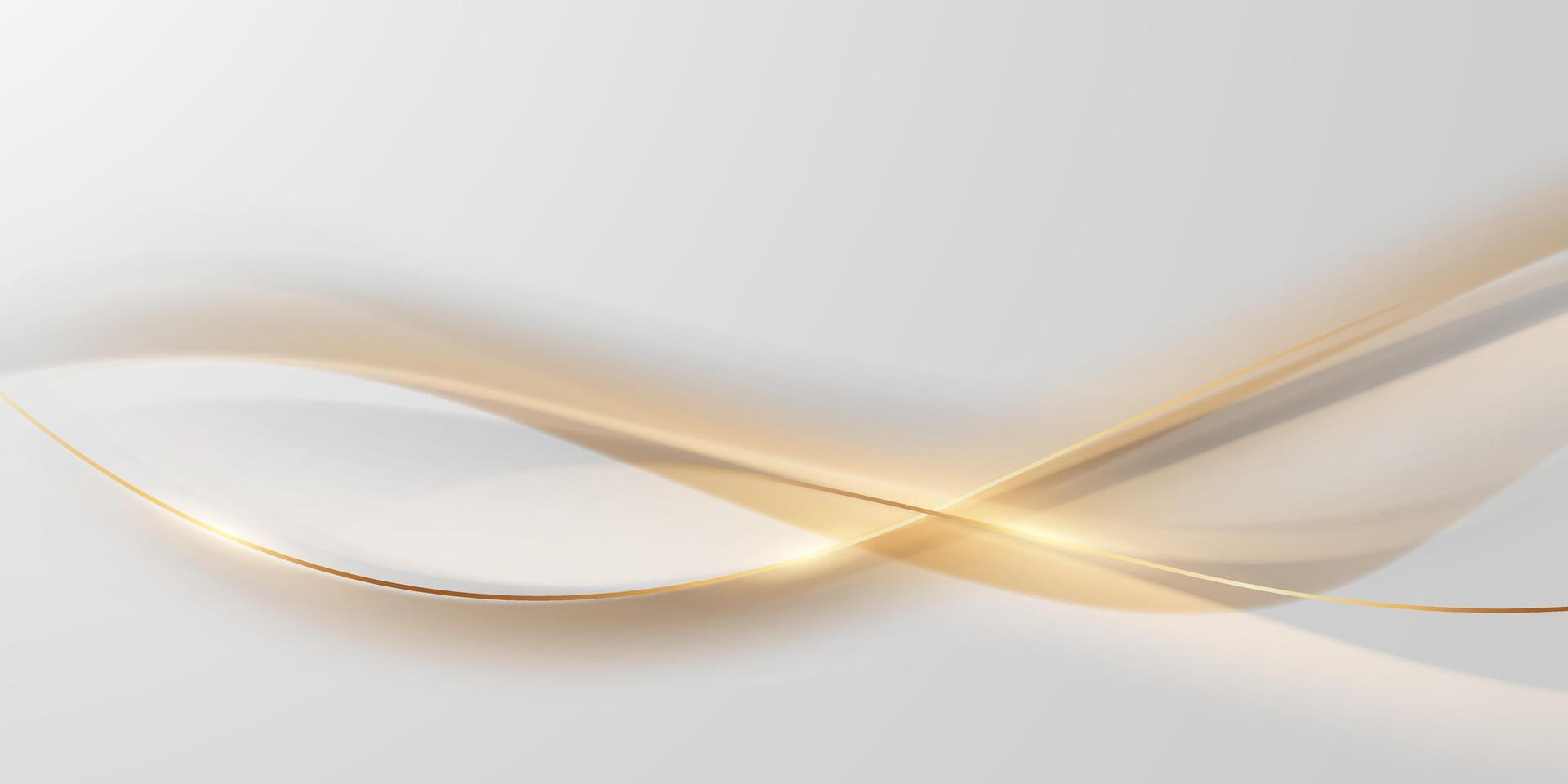 Abstract golden wave background with white light vector