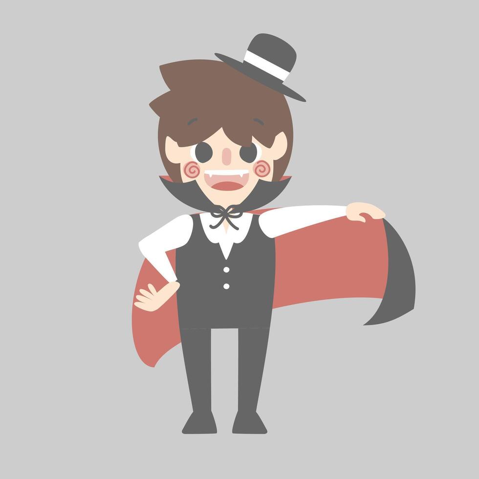 happy halloween holiday festival with boy wearing vampire costume vector
