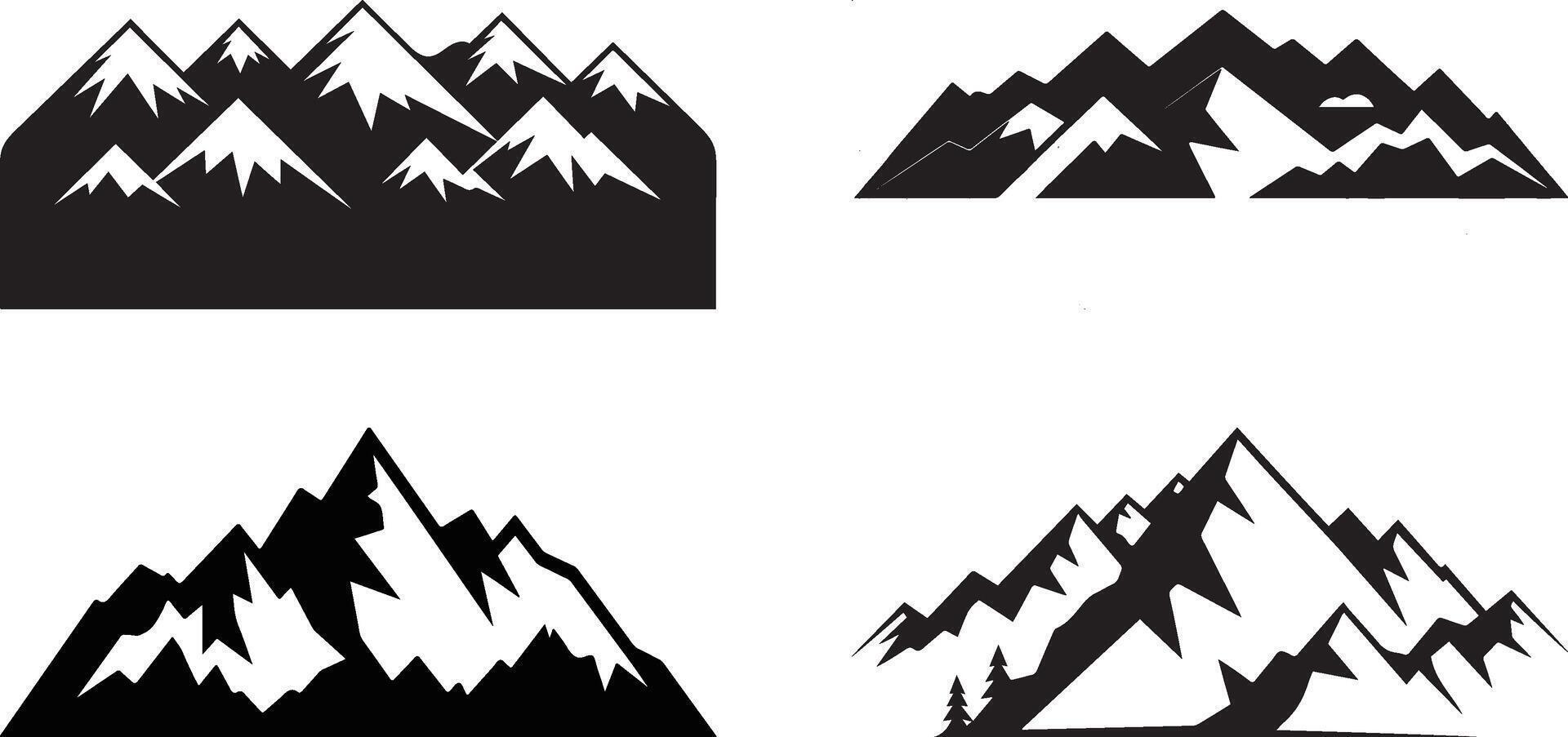 Explorers in Motion Mountain Silhouette Icons vector