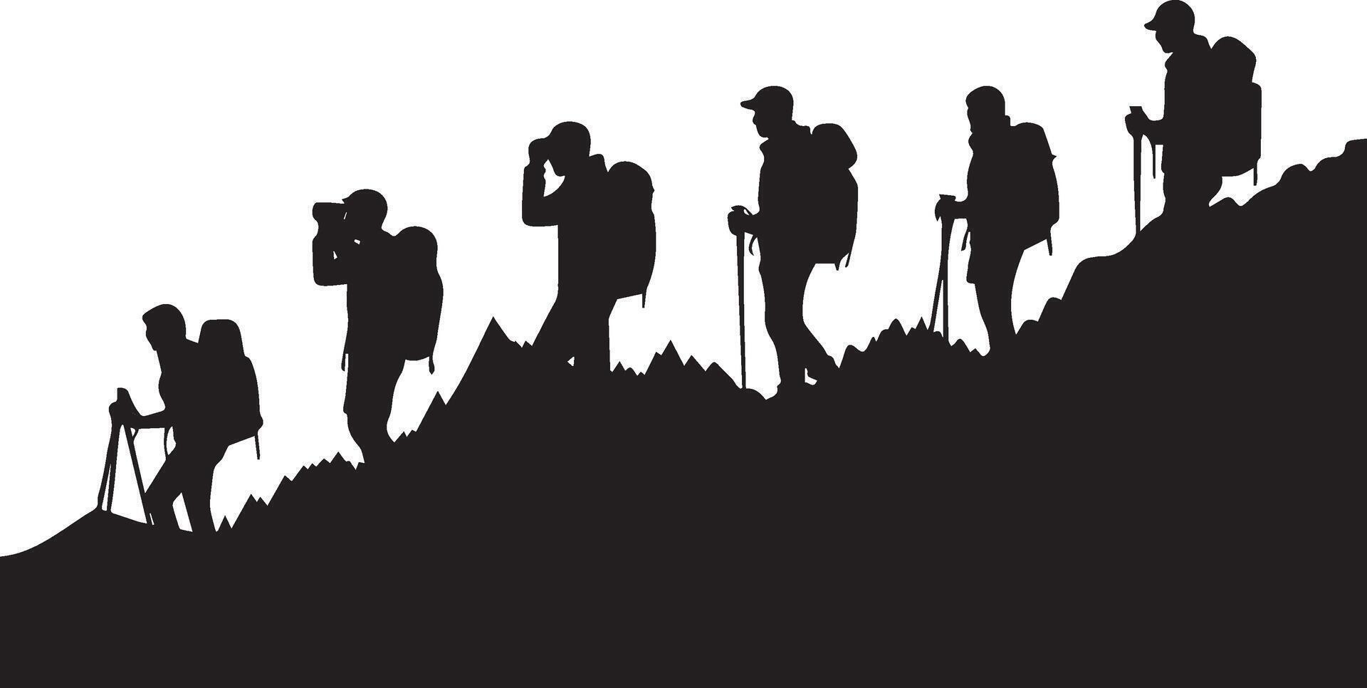 Bold Black Hiking Silhouettes for Outdoor vector